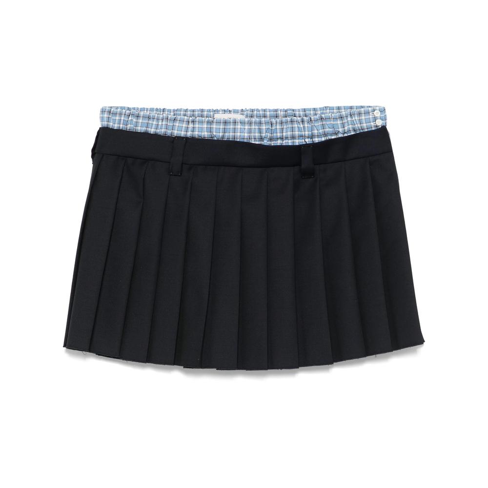 ミニスカート MIUMIU OLIVE GREEN STRETCH VISCOSE BLEND MINI SKIRT Miu Miu Nylon Miniskirt in Green | Lyst