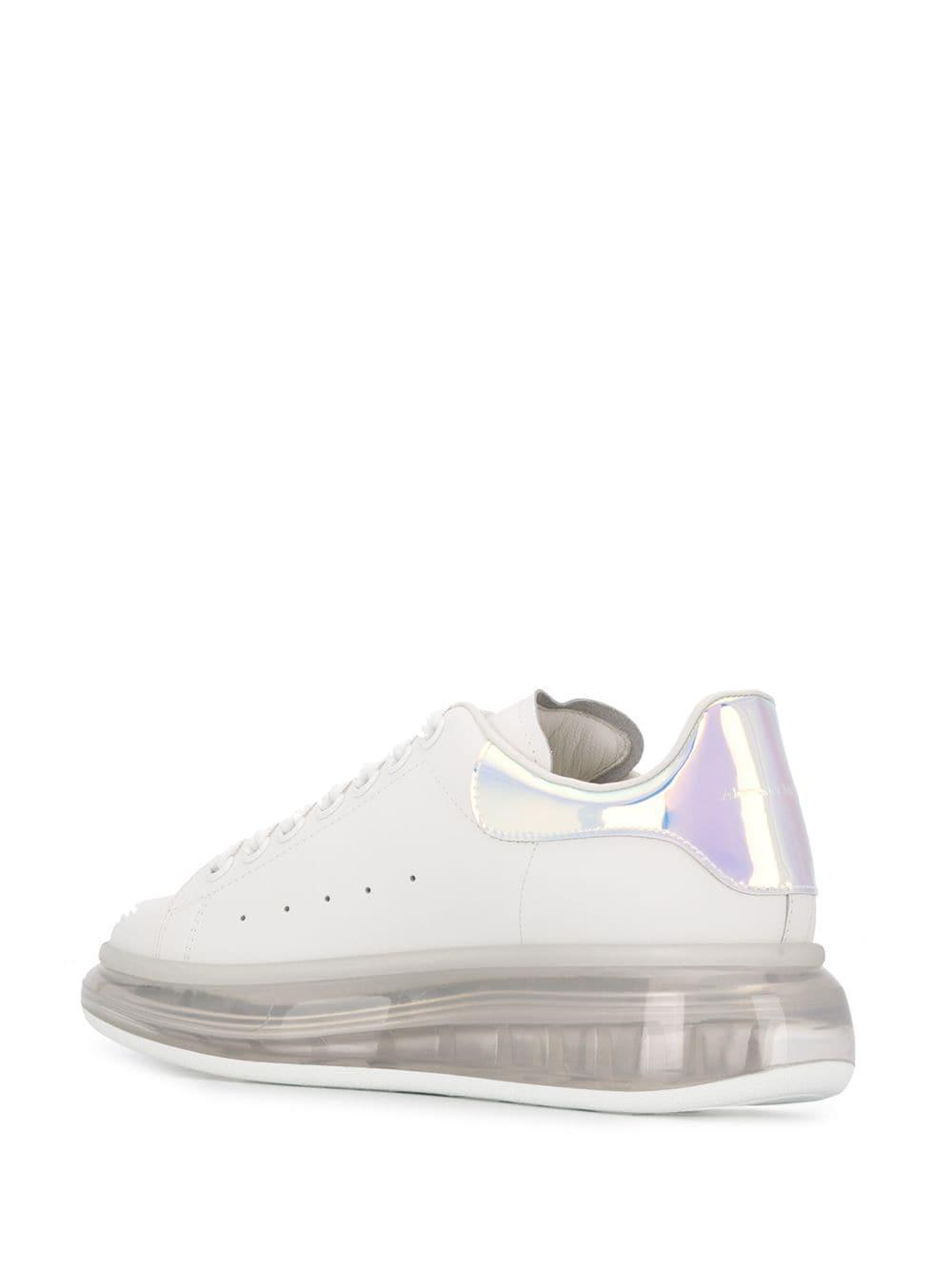 Alexander McQueen Leather Oversized Clear Sole Sneakers in White 
