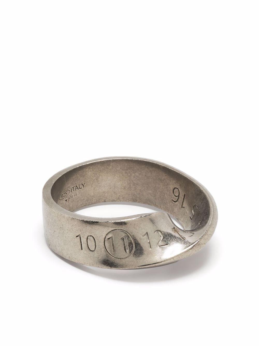 Maison Margiela Numbers-Motif Twisted Ring in Metallic for Maison Margiela Numbers-Motif Twisted Ring in Metallic for
