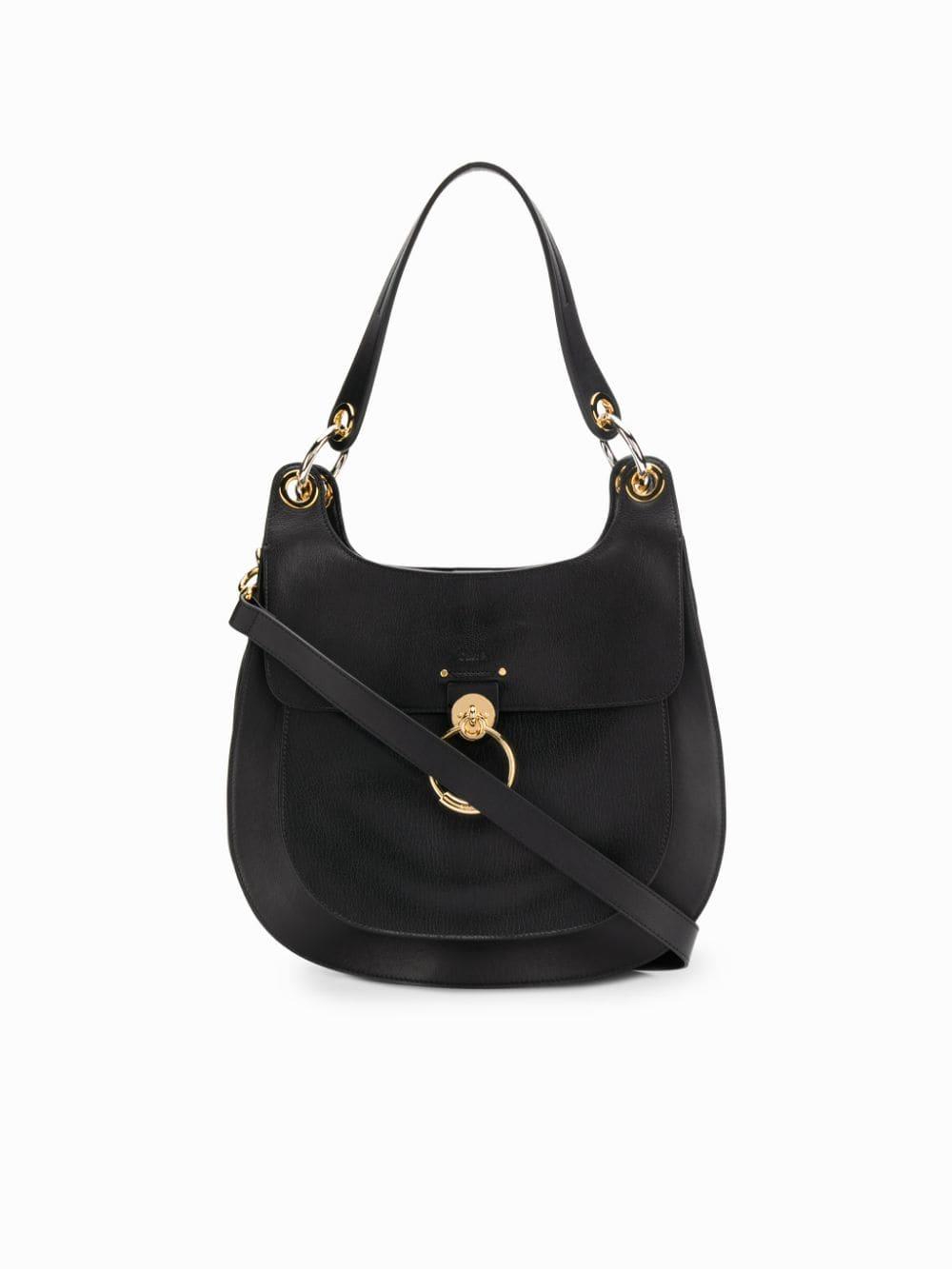 Chloé Leather Tess Hobo Bag in Black | Lyst