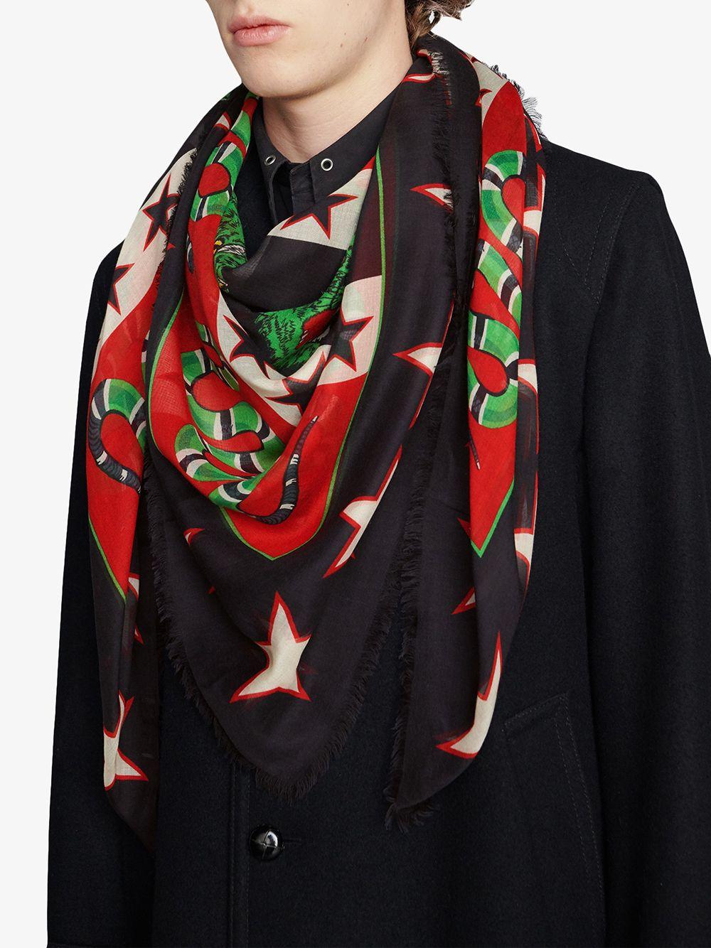 Gucci Silk Modal Shawl With Symbols Print in Black for Men - Lyst