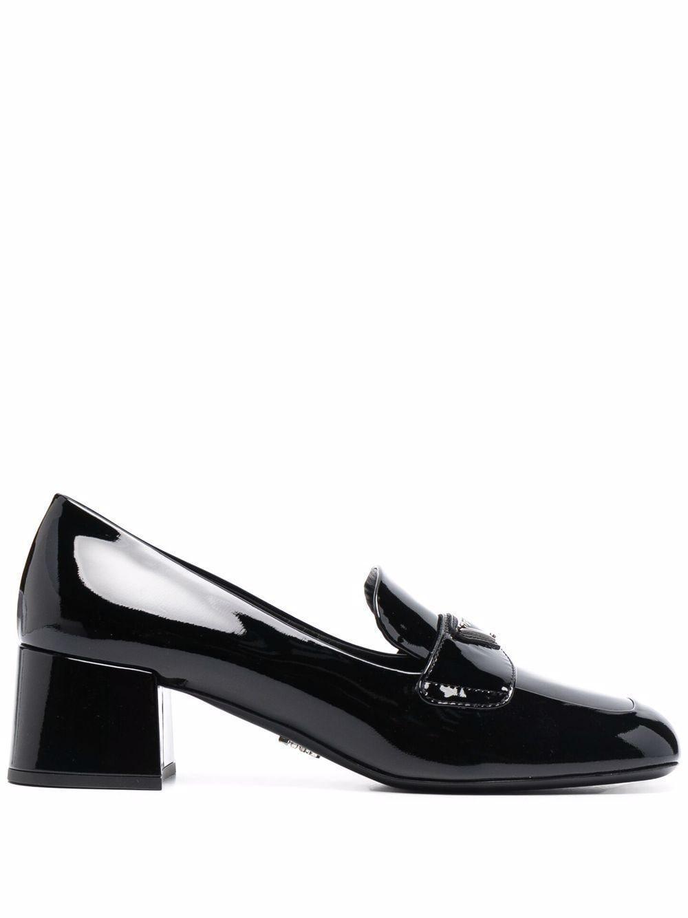 Prada Triangle-logo Patent Leather Loafers in Black | Lyst