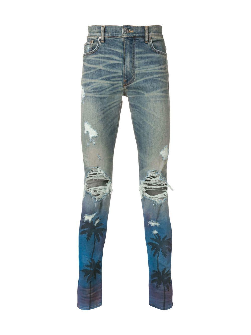 amiri palm tree jeans