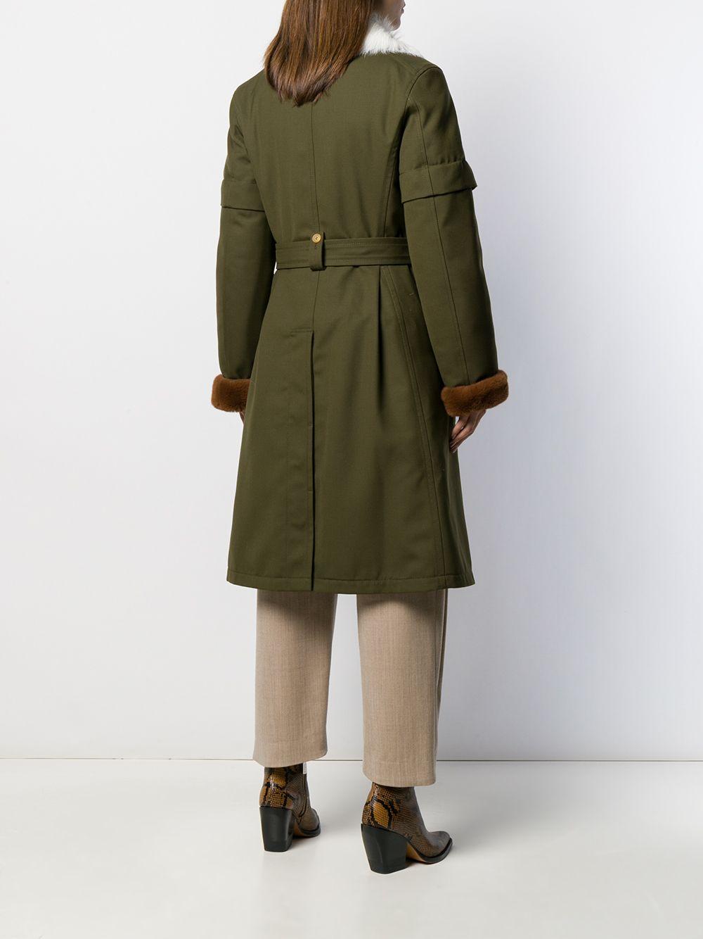 Chloé Faux Fur Collar Trench Coat in Green Save 63 Lyst