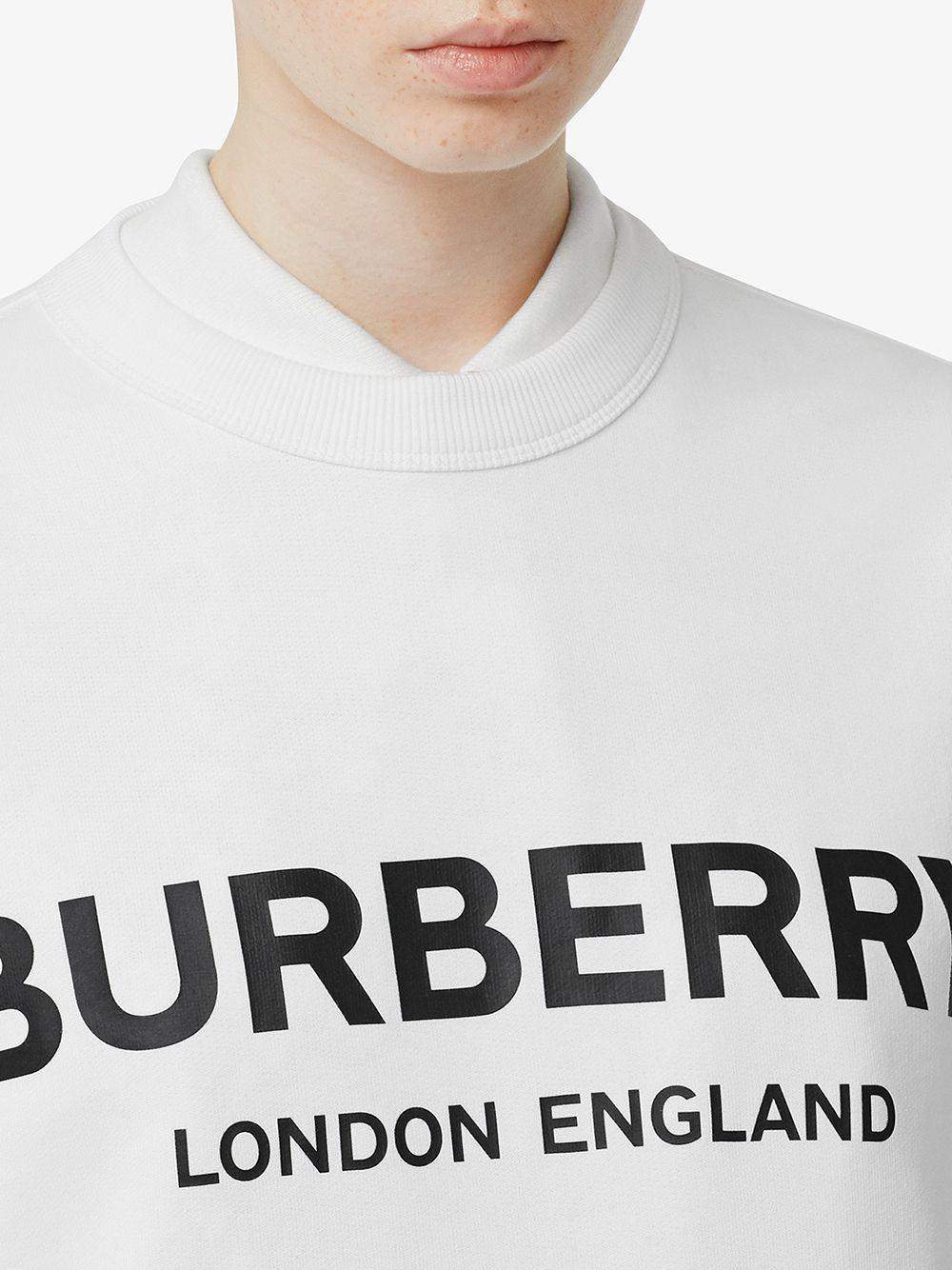 Burberry Cotton Kingdom Logo Sweatshirt in White | Lyst