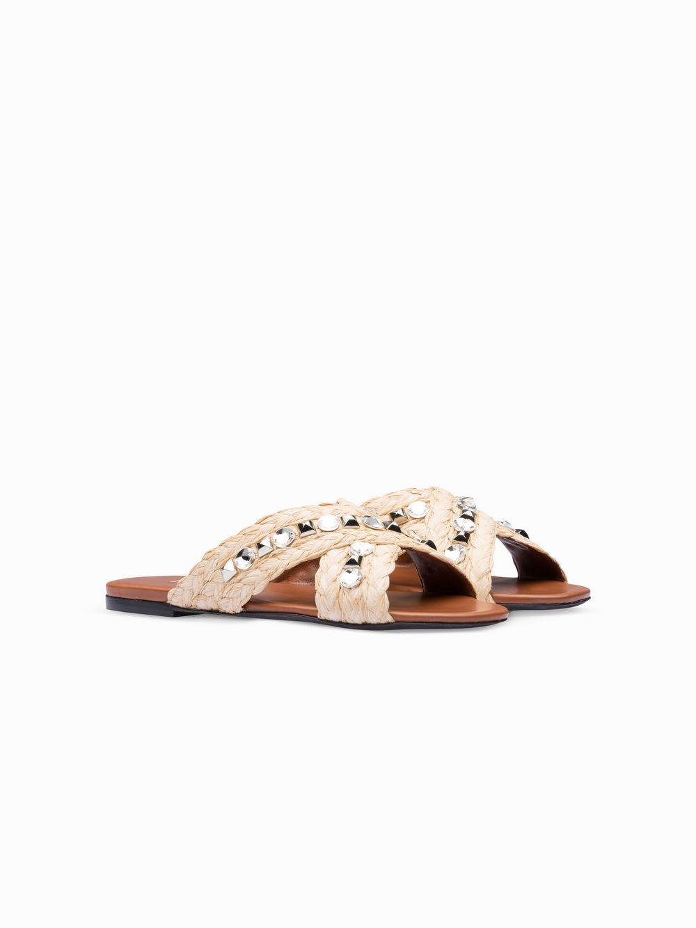 prada raffia bow flat slide sandals