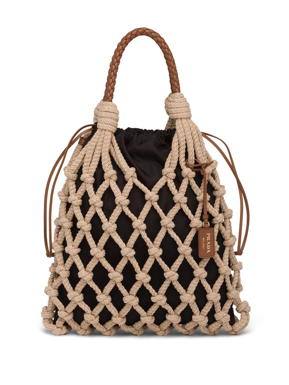 Prada Shopping Jacquard Logo Tote Corda Verde | Le Chic