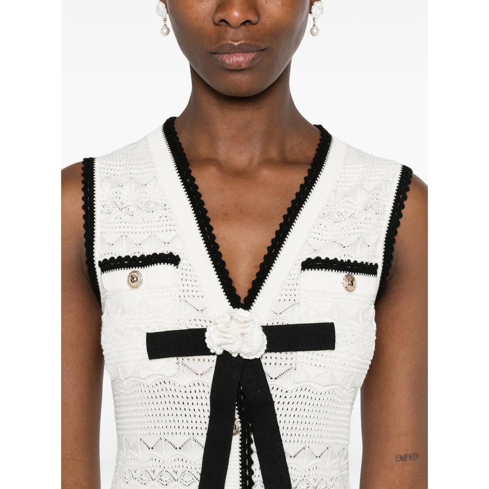 self portrait v neck crochet mini dress self-portrait V Neck Crochet Mini Dress in Black