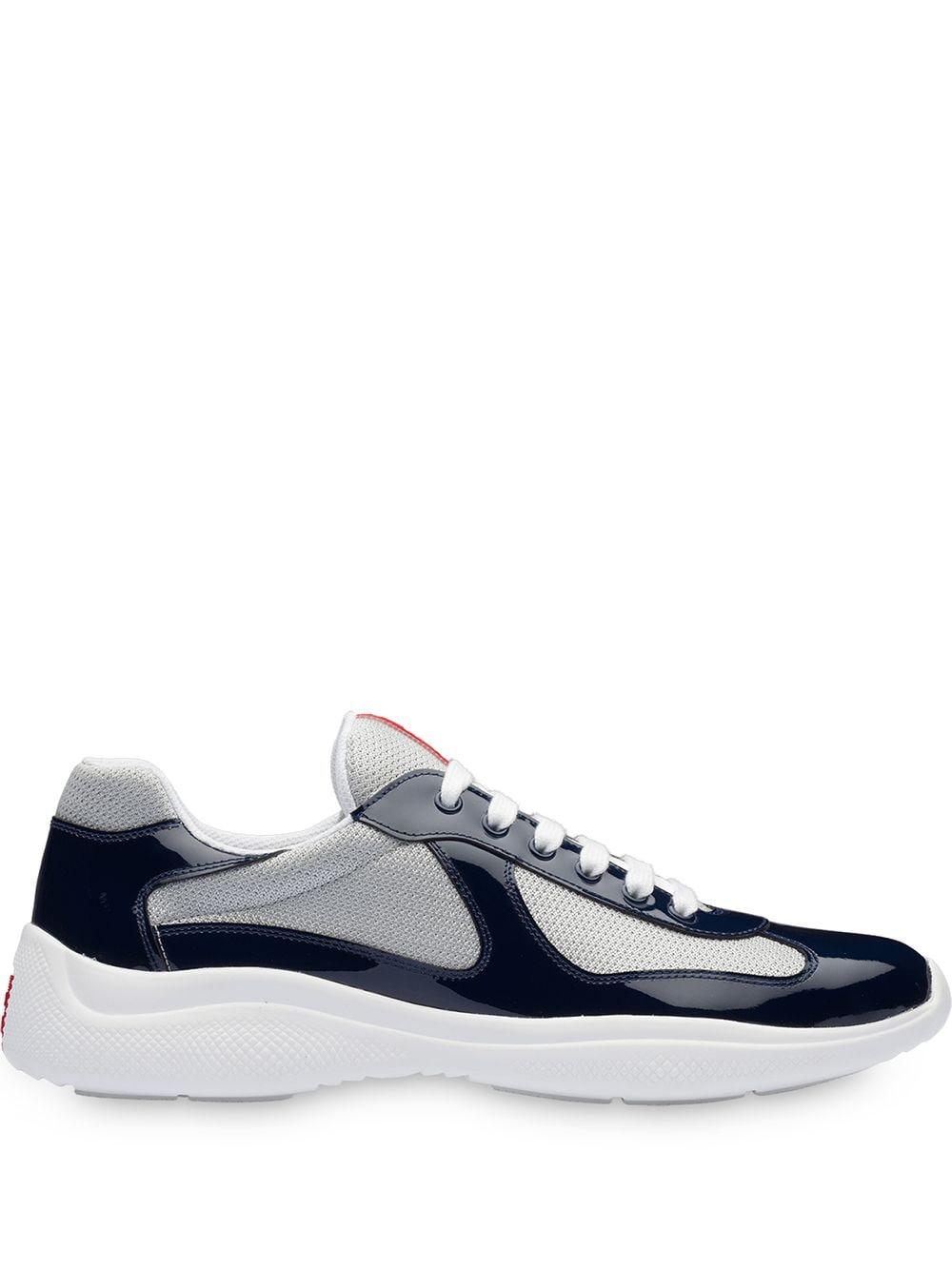 navy blue prada trainers