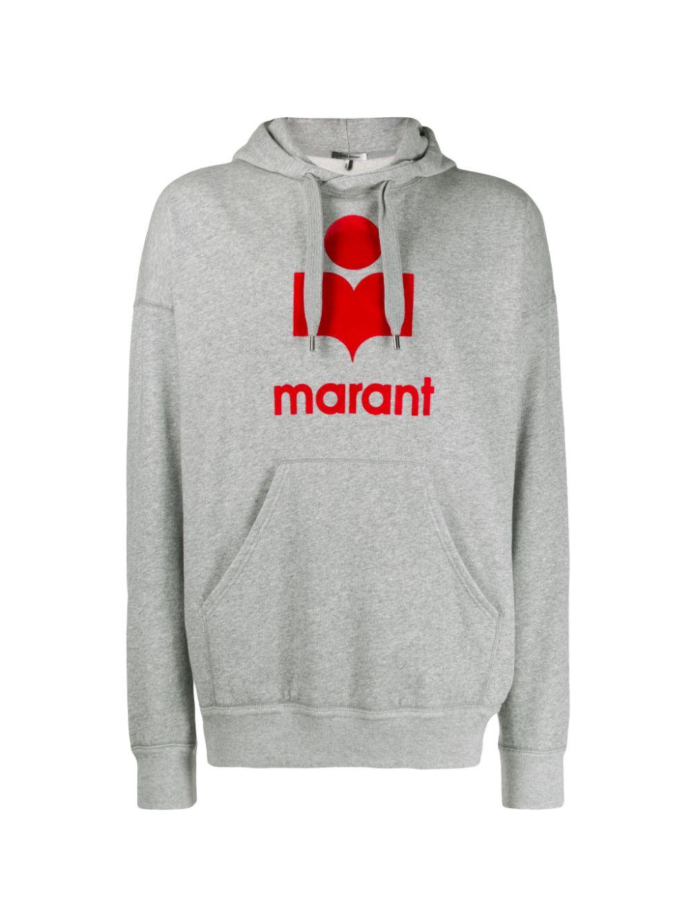 Isabel Marant Cotton Logo Print Hoodie in Grey (Gray) for Men - Lyst