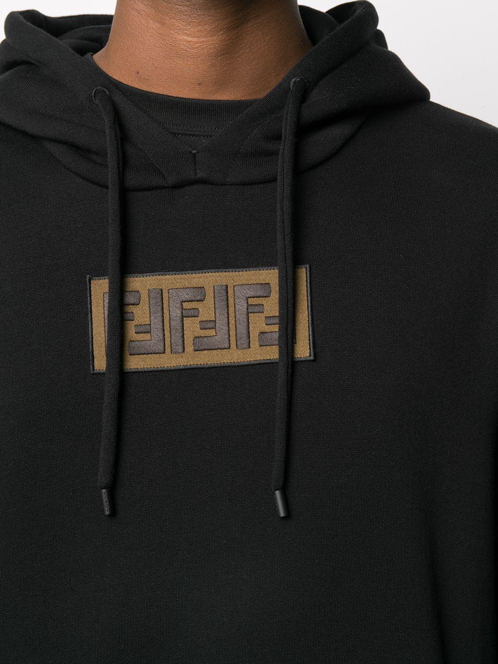 Fendi Cotton Embroidered Ff Logo Hoodie in Black for Men - Save 4 