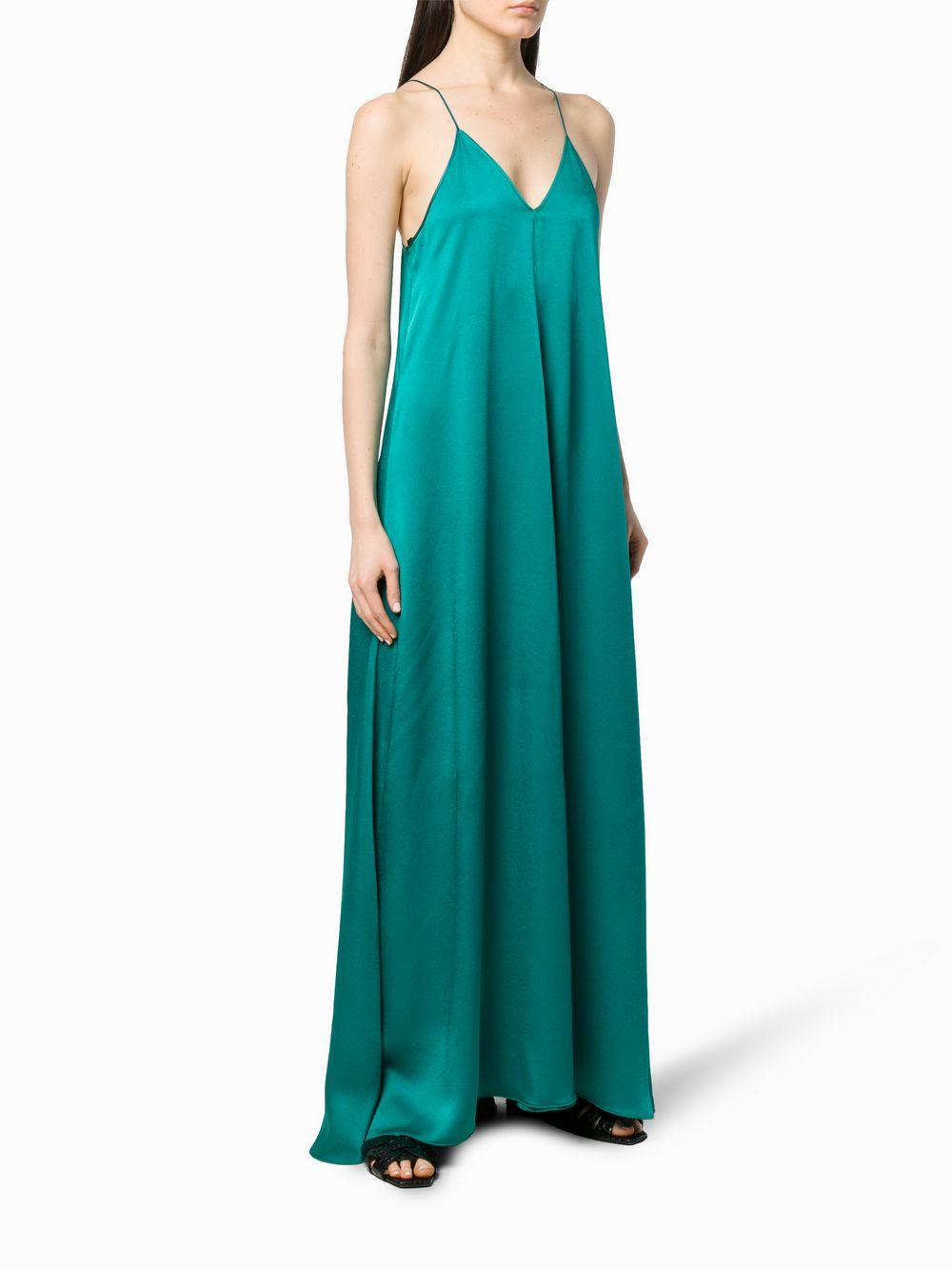 green v neck maxi dress
