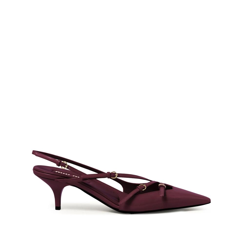 パンプス MIU MIU PUMPS NERO+BIANCO Miu Miu Black/White Leather Round Toe Pumps Size 37 Miu Miu