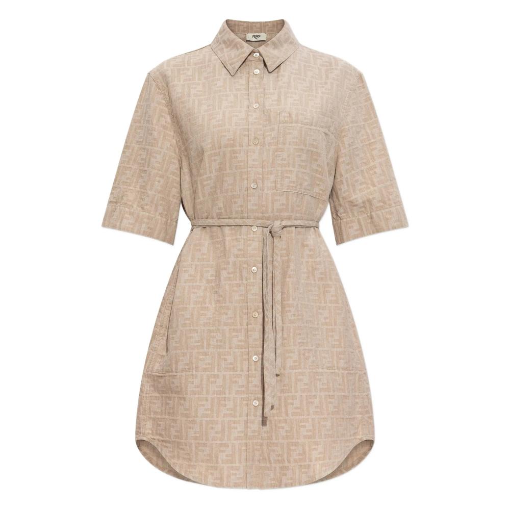 ワンピース FENDI FF COTTON MINI DRESS Dress Cotton Brown | Fendi