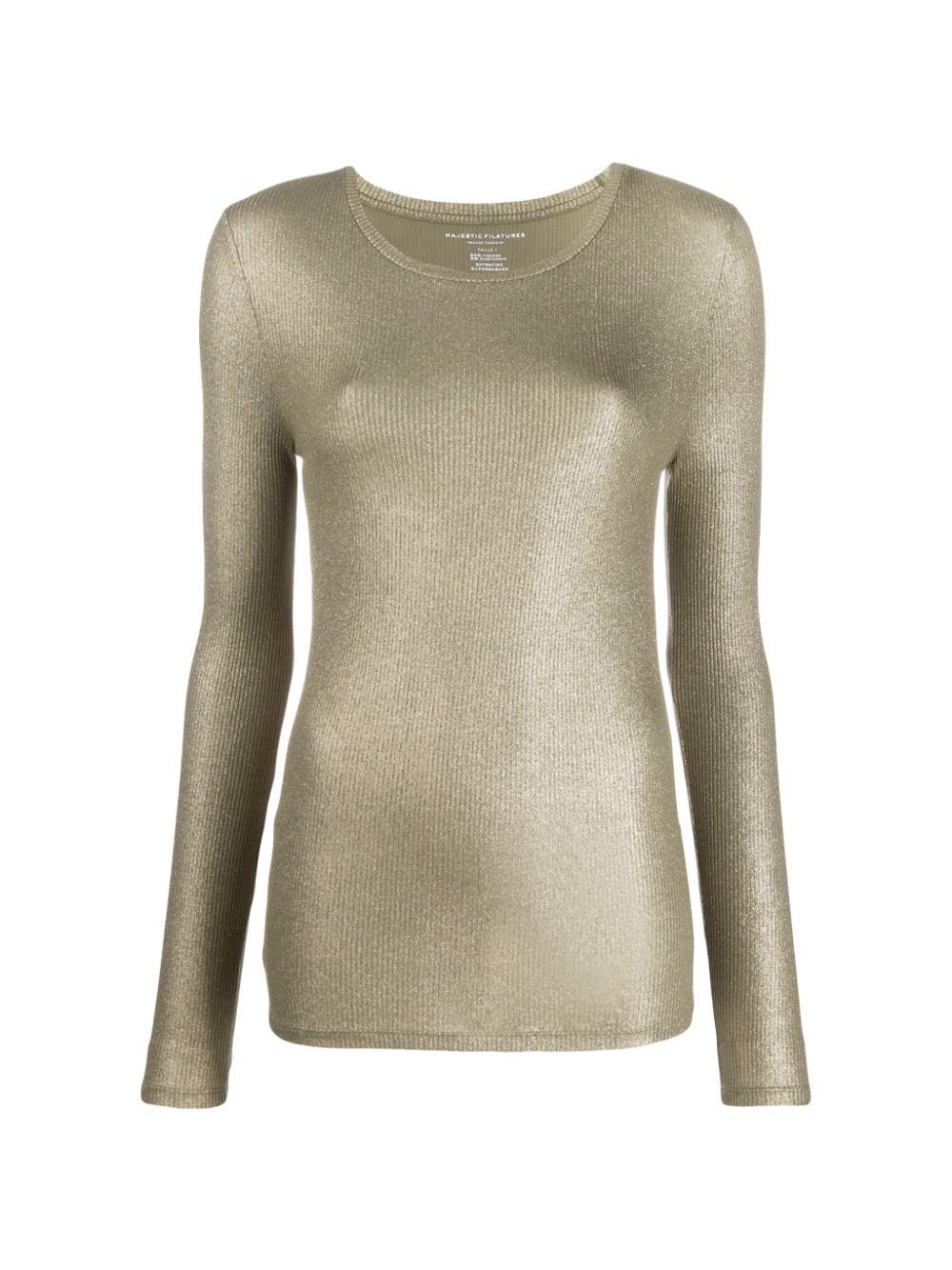 Majestic Filatures Shimmer Ribbed Knit Jumper in Gold (Metallic) - Lyst