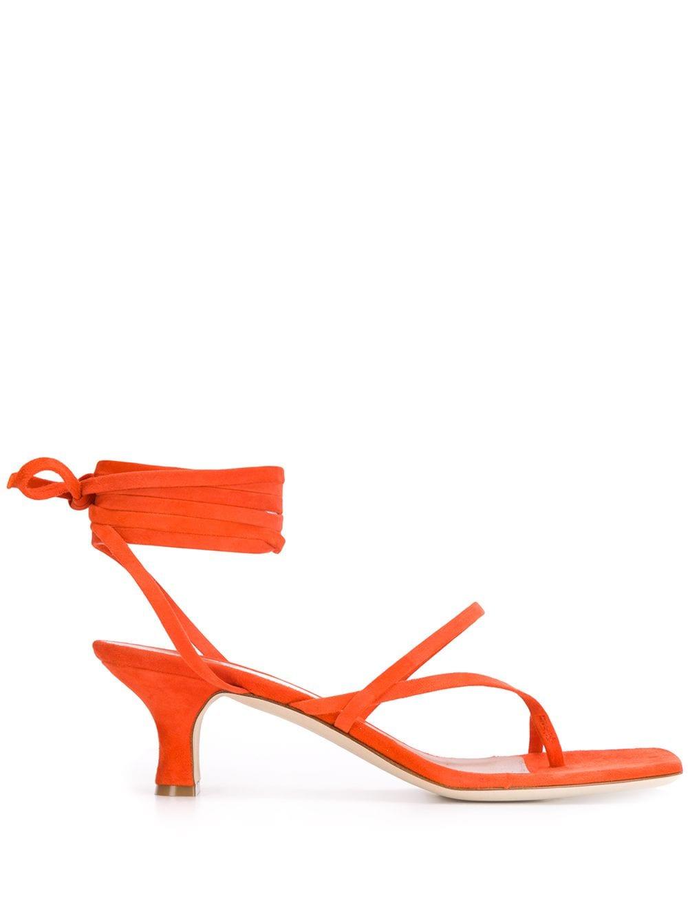 Paris Texas Suede Wrap Tie Low Sandals in Orange - Save 23% - Lyst
