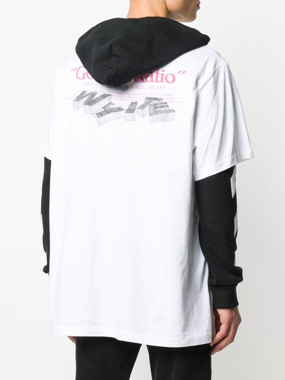 Off-White c/o Virgil Abloh Golden Ratio Double Tee Hoodie in White for Men  | Lyst