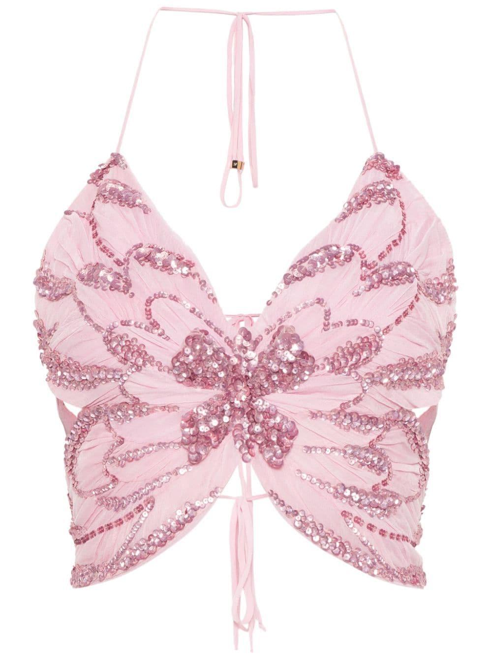 Blumarine Sequin-Embellished Butterfly Top in Pink Lyst UK