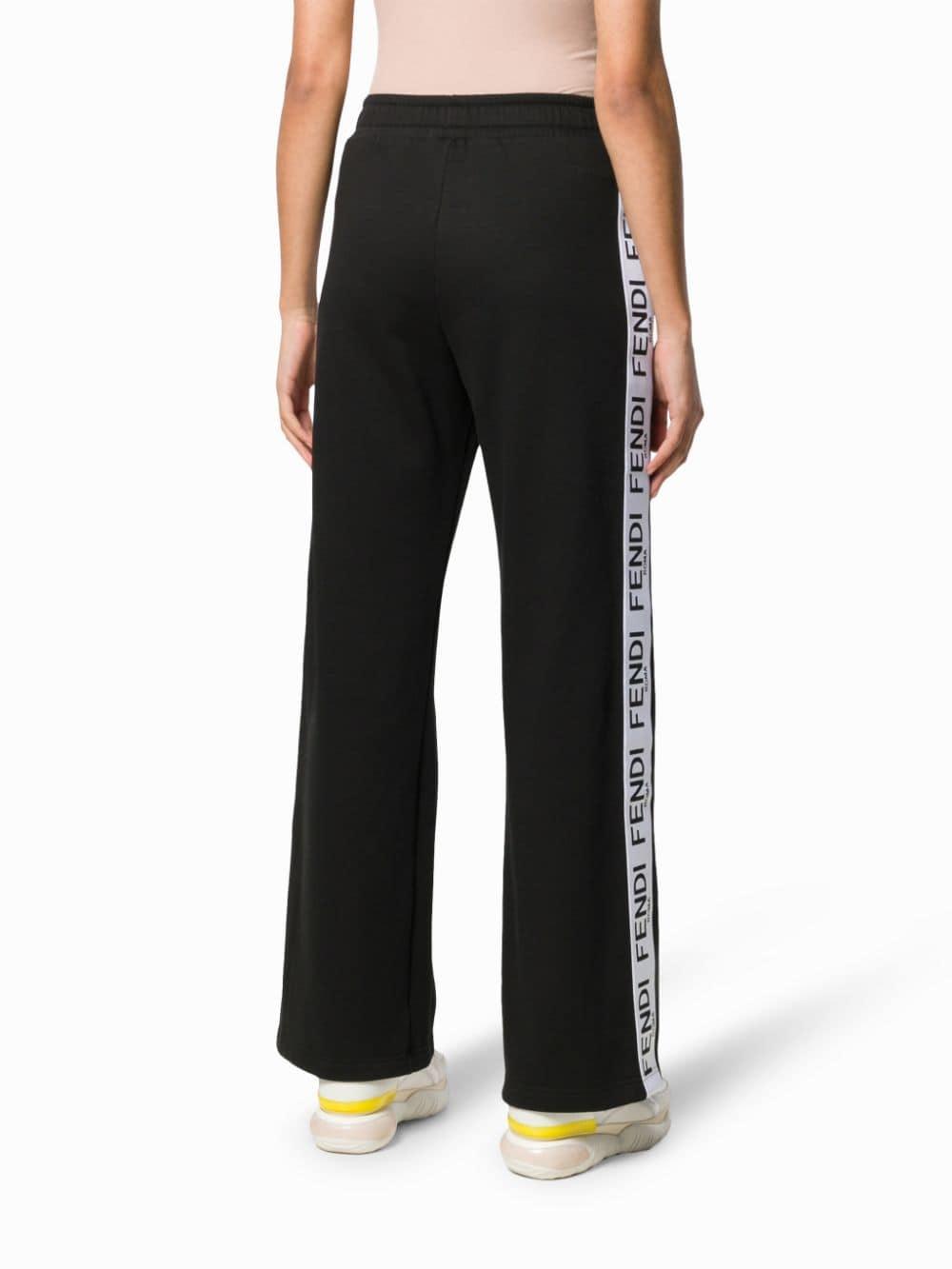 Fendi Cotton Logo Stripe Track Pants in Black - Lyst