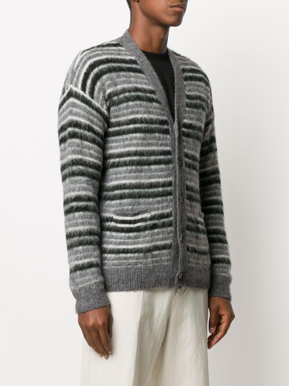 Roberto Collina Wool Striped Knit Cardigan in Grey (Gray) for Men - Lyst