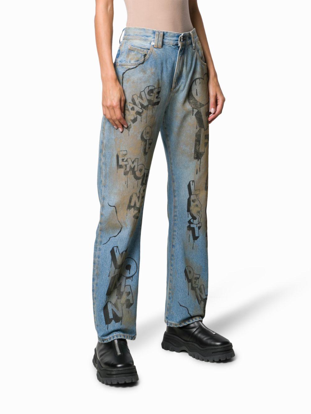 o Virgil Abloh Denim Graffiti Print 