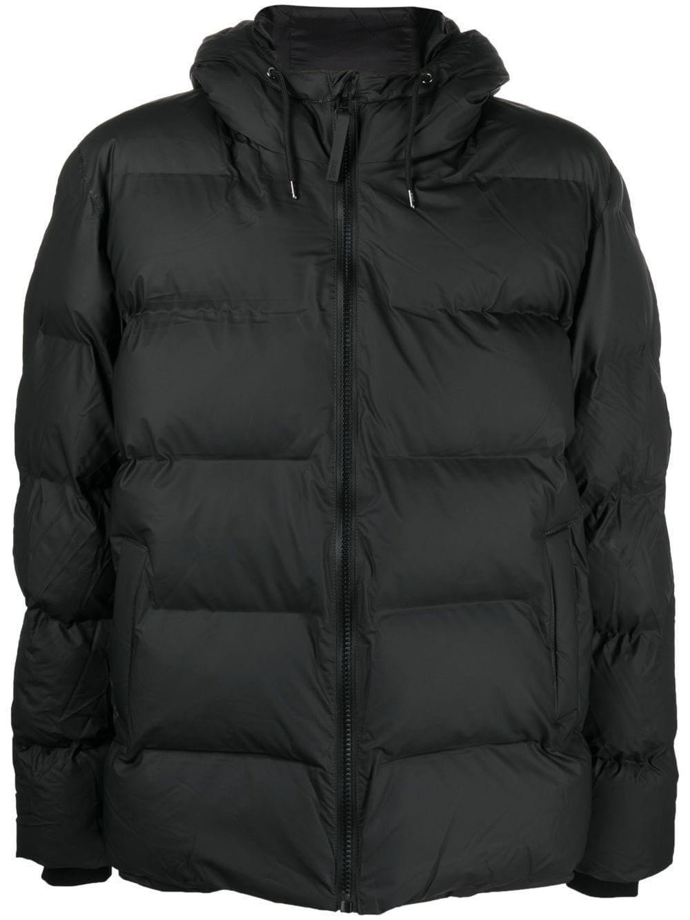 Rains Metallic-sheen Puffer Jacket in Black | Lyst