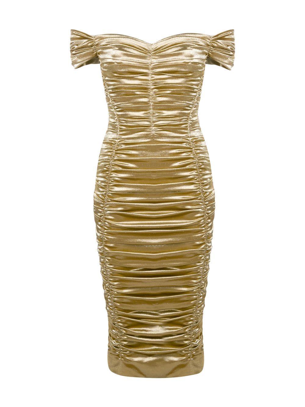 gold ruched dress