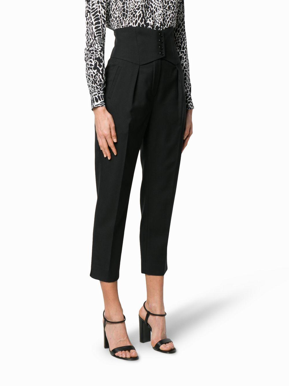 Saint Laurent Wool Corset Trousers, Plain Pattern in Black - Save 40% - Lyst
