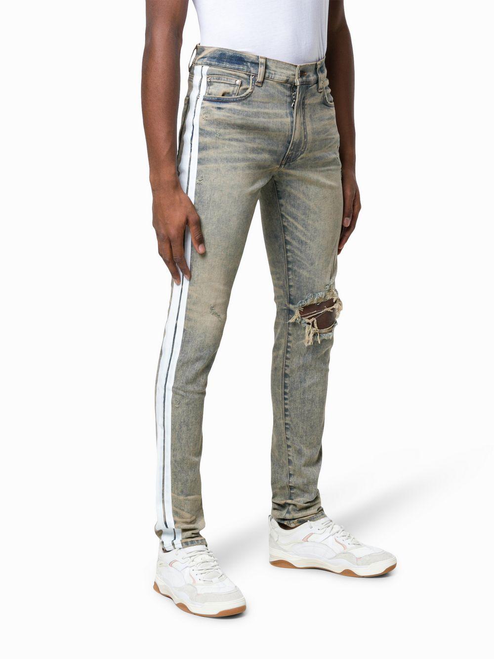 Amiri Denim White Stripe Skinny Jeans in Blue for Men - Lyst