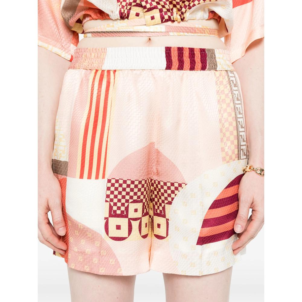 【関税＆送料込み】Fendi Patchwork Print Silk Shorts Clothi Shorts Silk Multicolour | Fendi
