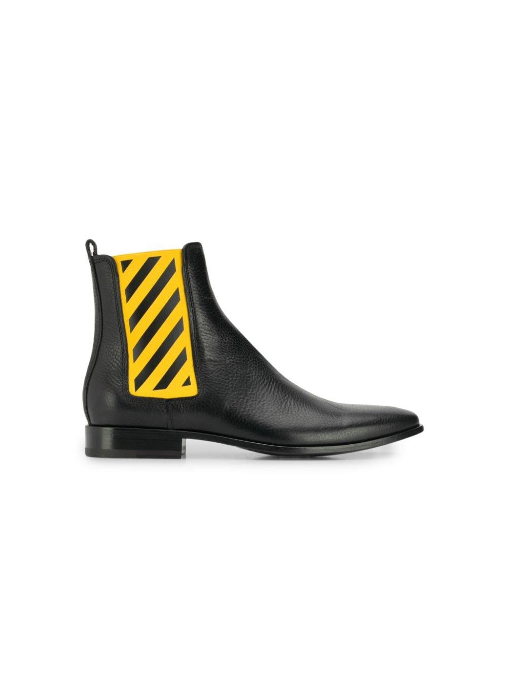 Off-White c/o Virgil Abloh Leather Black And Yellow Chelsea Boots for Men |  Lyst