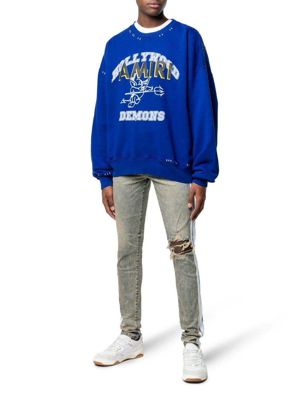 Amiri Denim White Stripe Skinny Jeans 