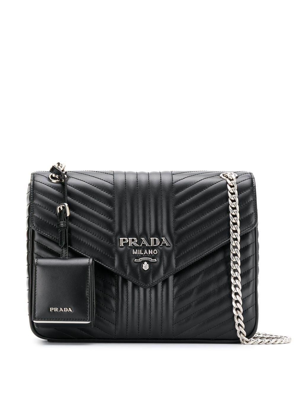 prada logo quilted shoulder bag