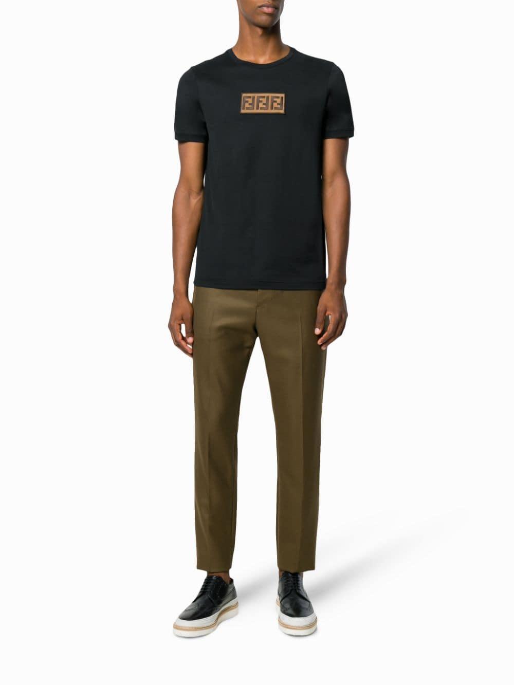 Fendi Cotton Ff-logo Slim-fit T-shirt in Black for Men | Lyst