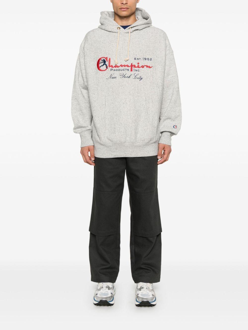 Champion Logo Embroidered Hoodie in Grey for Men Lyst UK