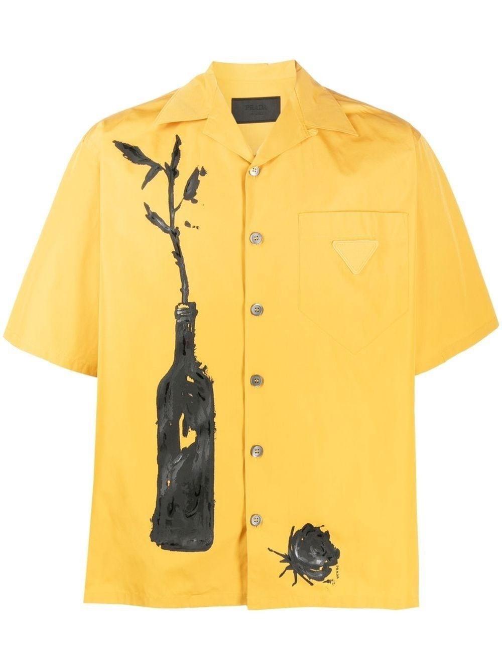 prada yellow silk shirt シルクシャツ prada yellow silk shirt silk shirt men's size M From Japan
