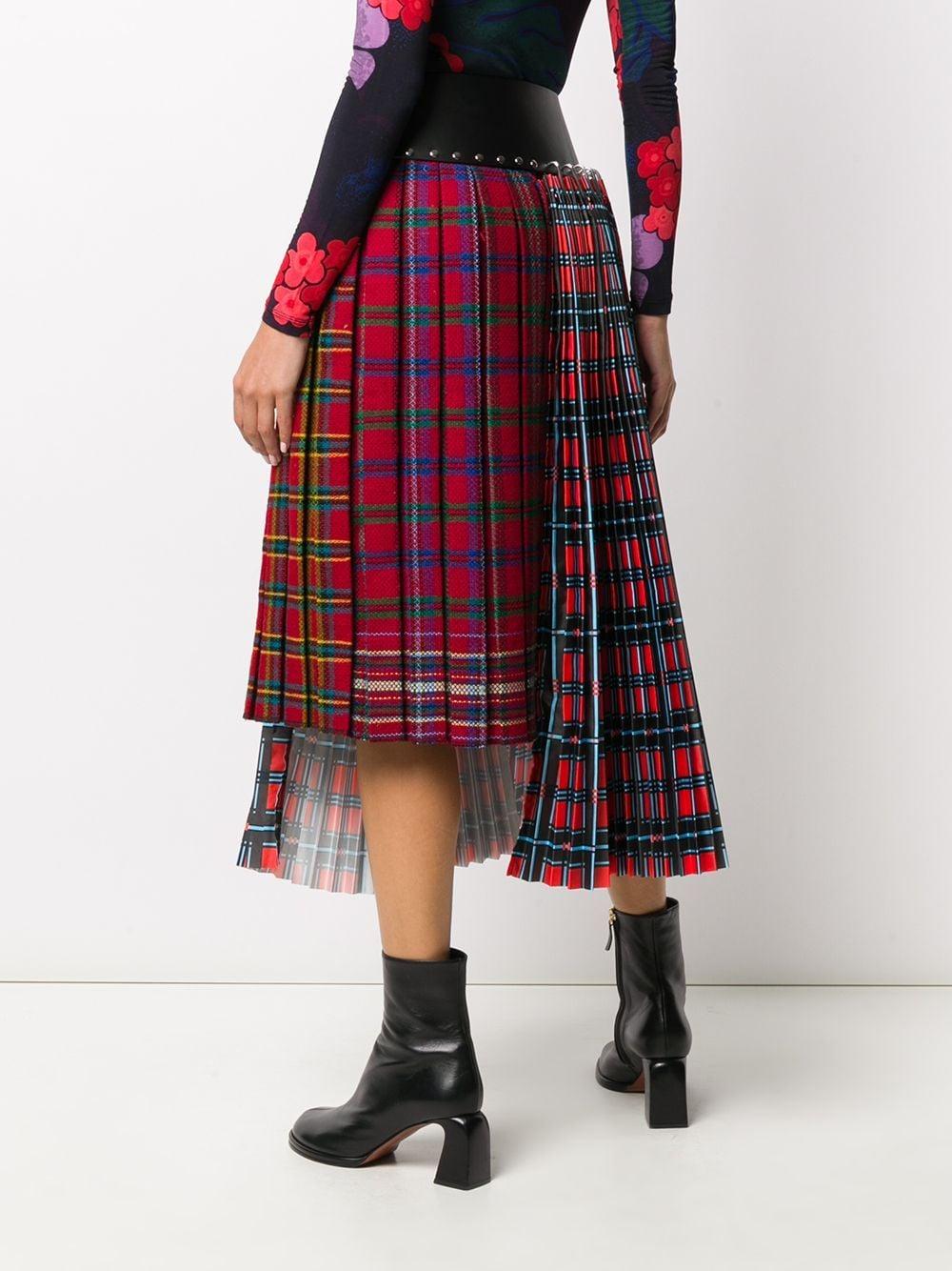 Chopova Lowena Wool Check Asymmetric Skirt in Red - Lyst