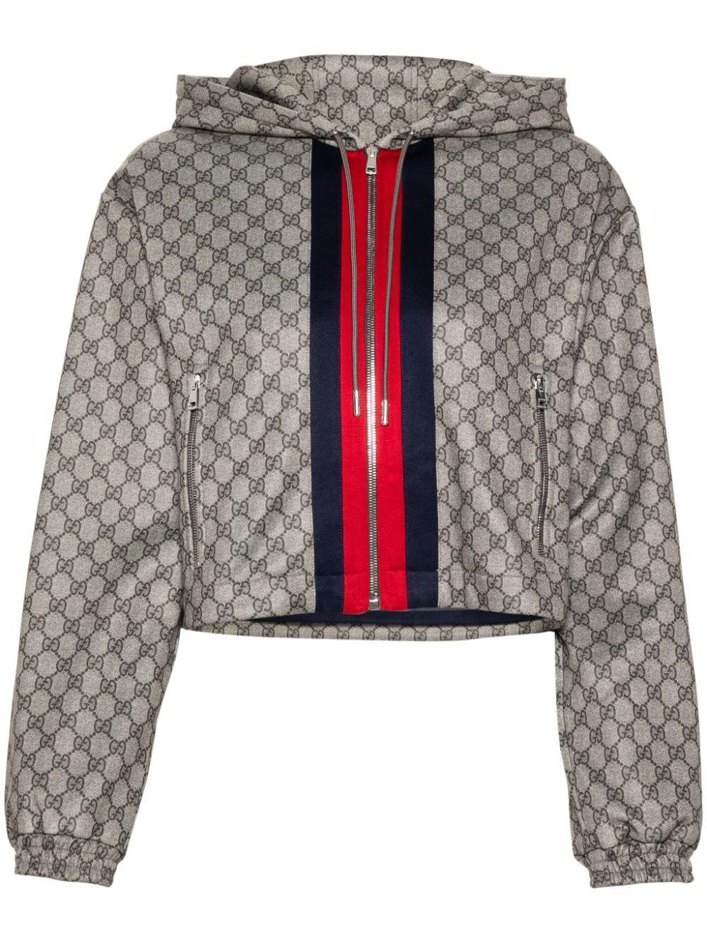 Gucci Gg Technical Jersey Zip Jacket in Brown | Lyst