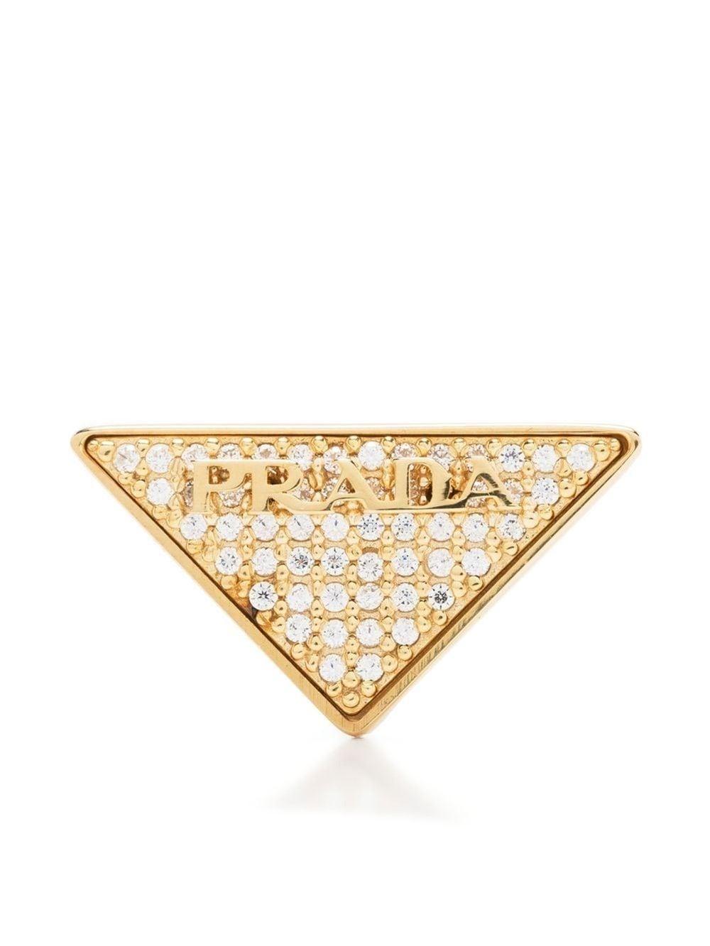 Prada Crystal-embellished Triangle Stud Earrings in Natural | Lyst
