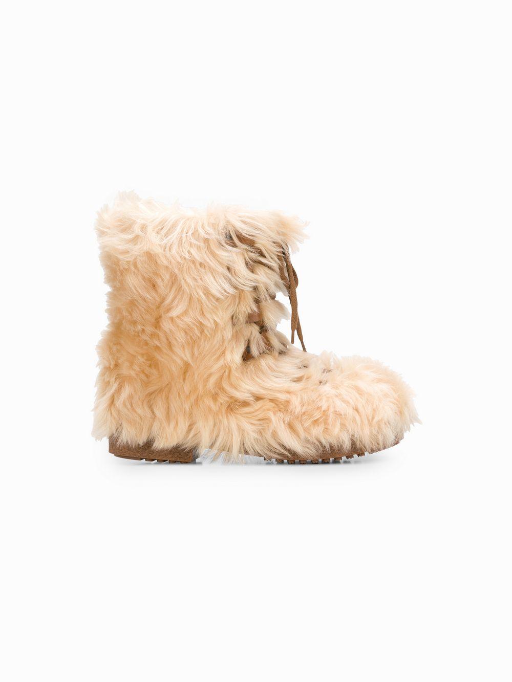 Saint Laurent Leather Furry Boots in Brown for Men - Lyst