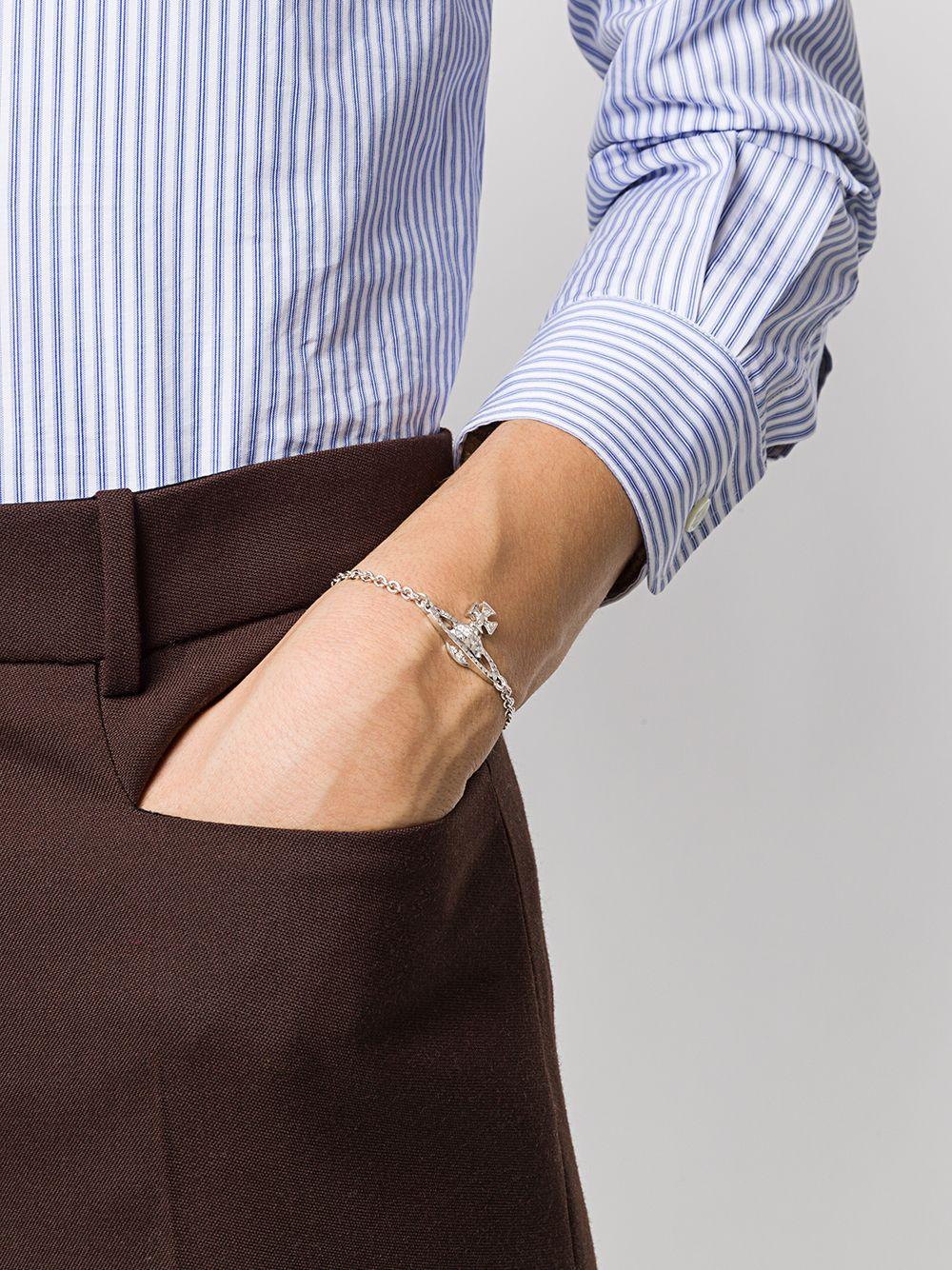 Vivienne Westwood Mini Bas Relief Logo Bracelet in Silver 