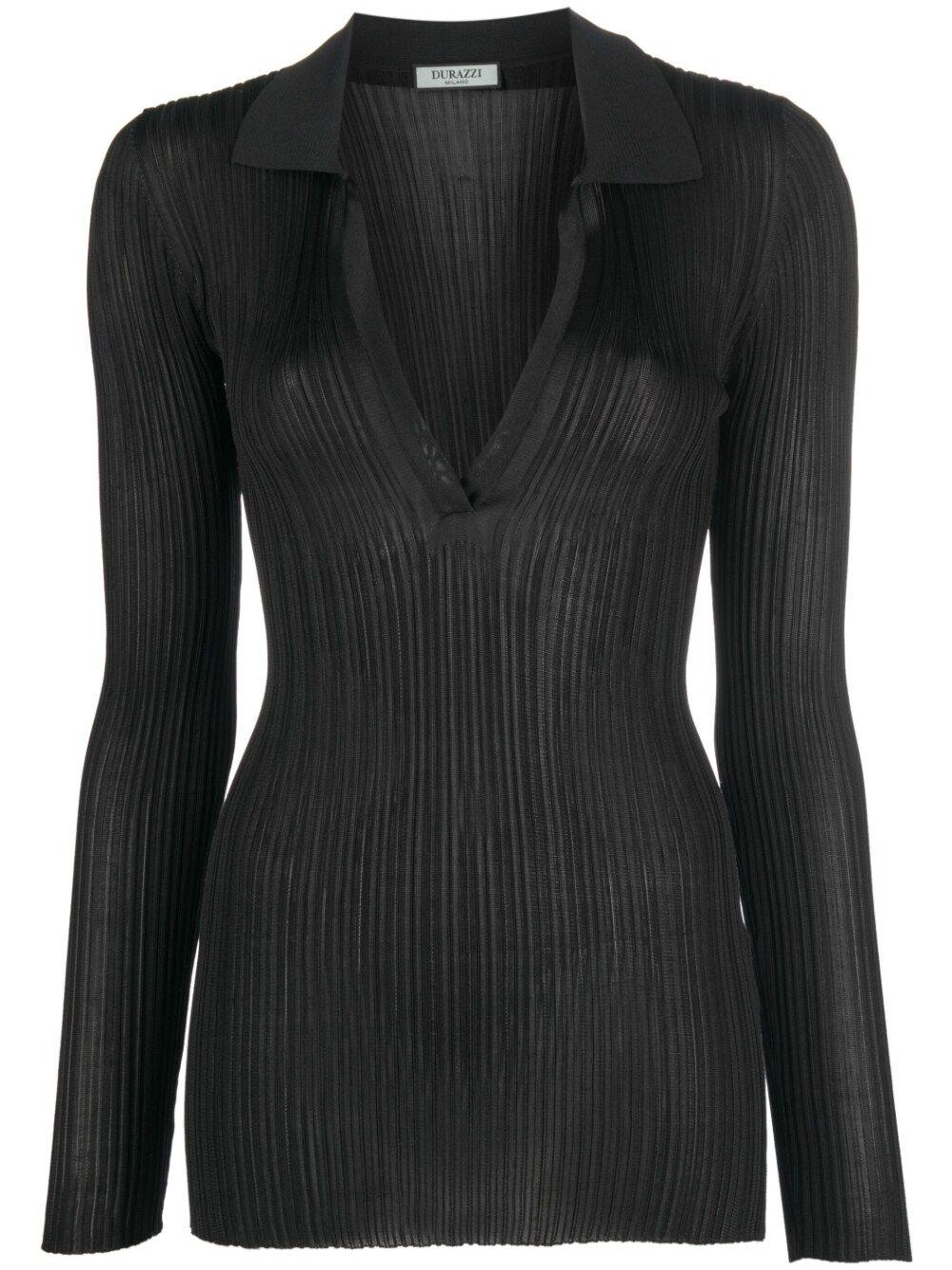 Durazzi Milano V-neck ribbed cardigan - Black