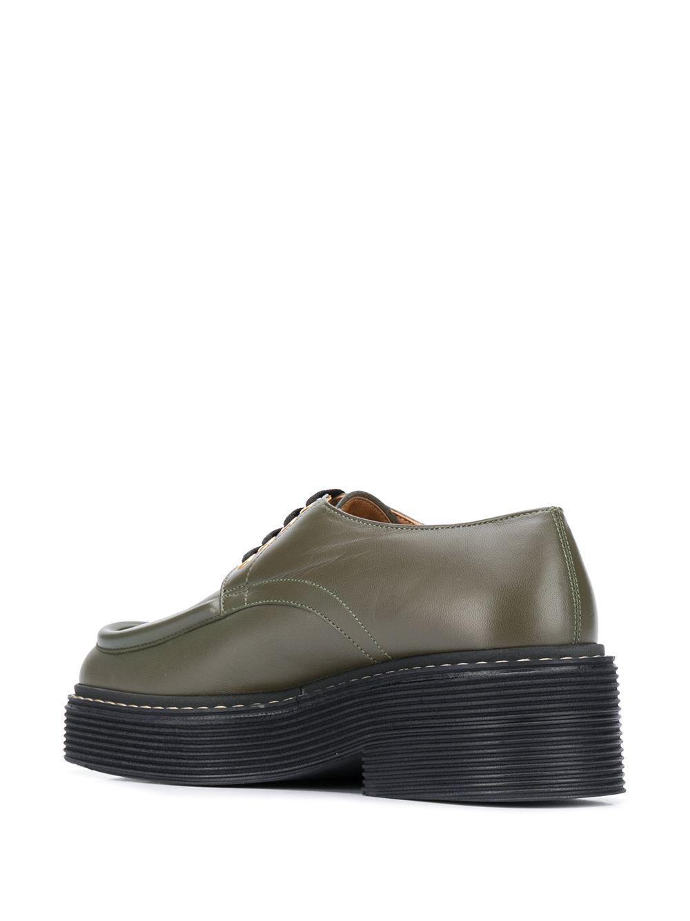 Marni Leather Square-toe Lace-up Shoes in Green - Lyst