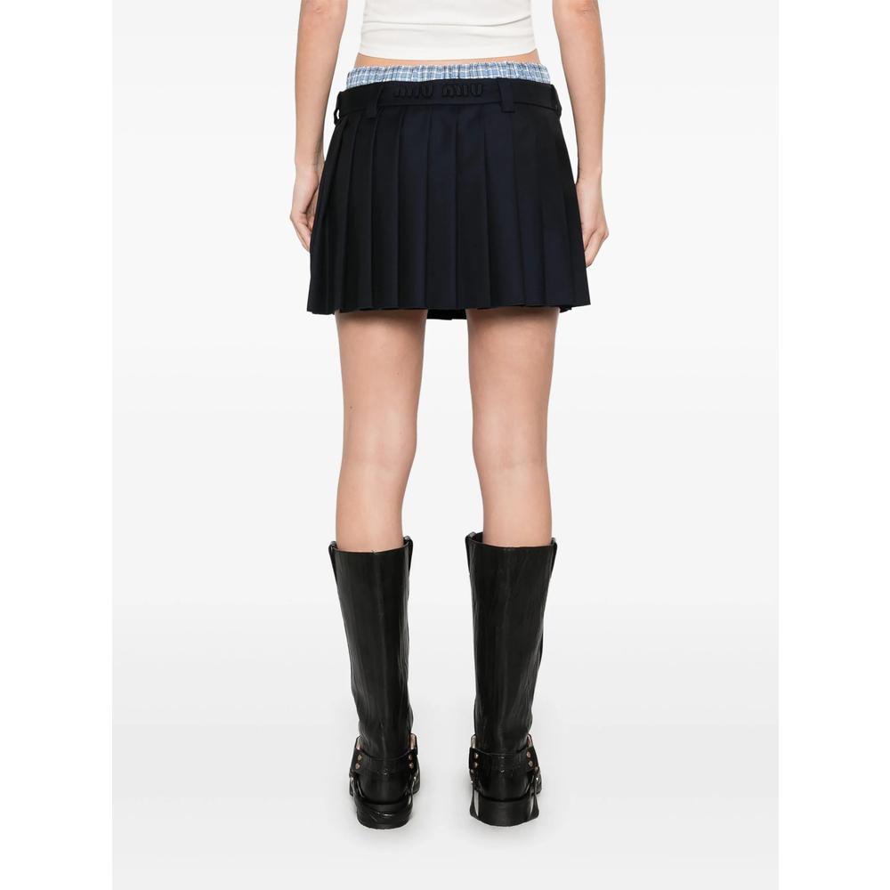スカート MIU MIU Plisse woolmohair skirt Bianco Miu Miu Embroidered Silk And Wool Skirt in White | Lyst