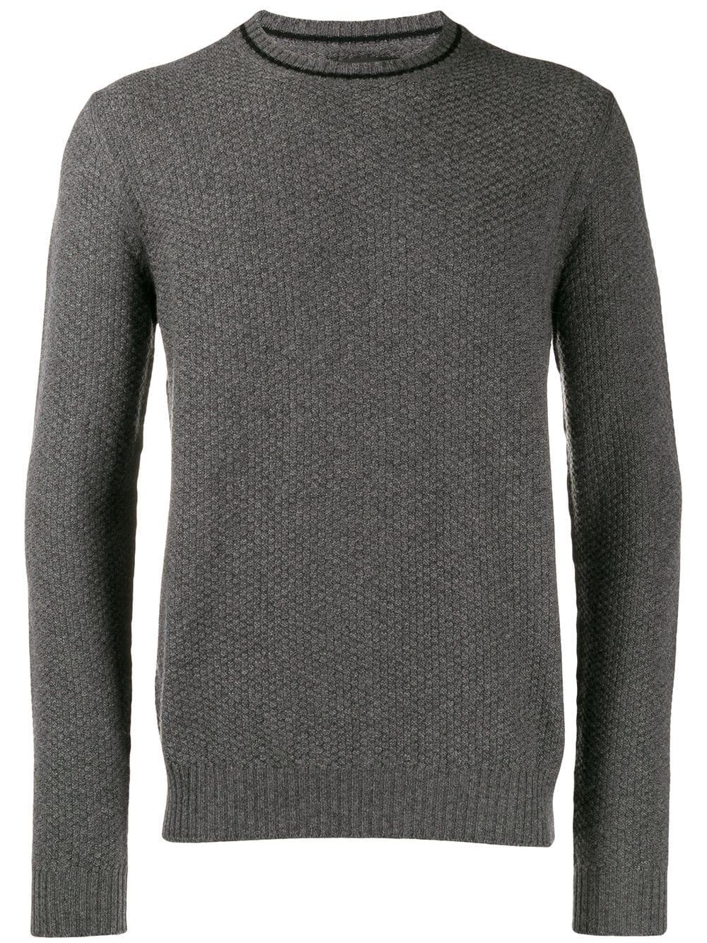 Prada Cashmere Waffle Knit Crew Neck Jumper in Grey (Gray) for Men ...