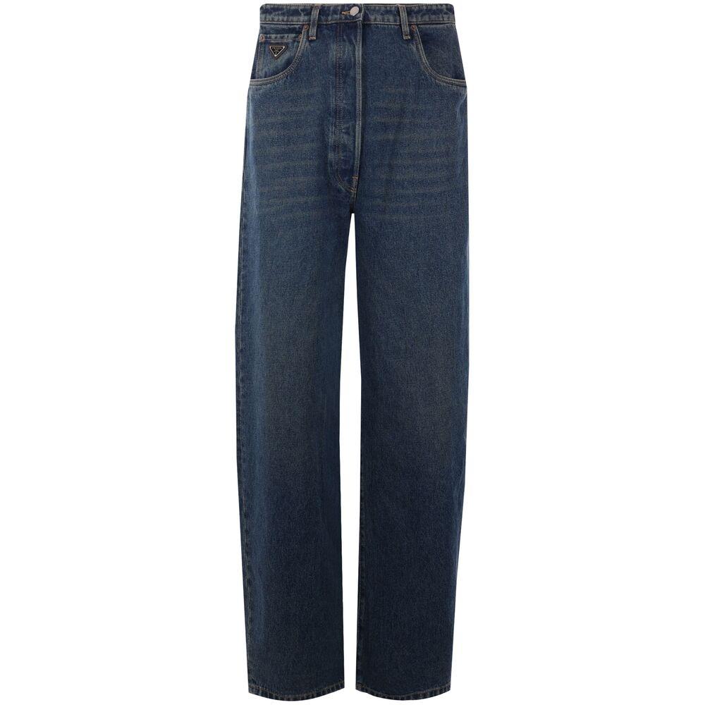 デニム・ジーパン PRADA Black Denim Wide-Leg Jeans Wide-leg jeans | Prada | OTTODISANPIETRO