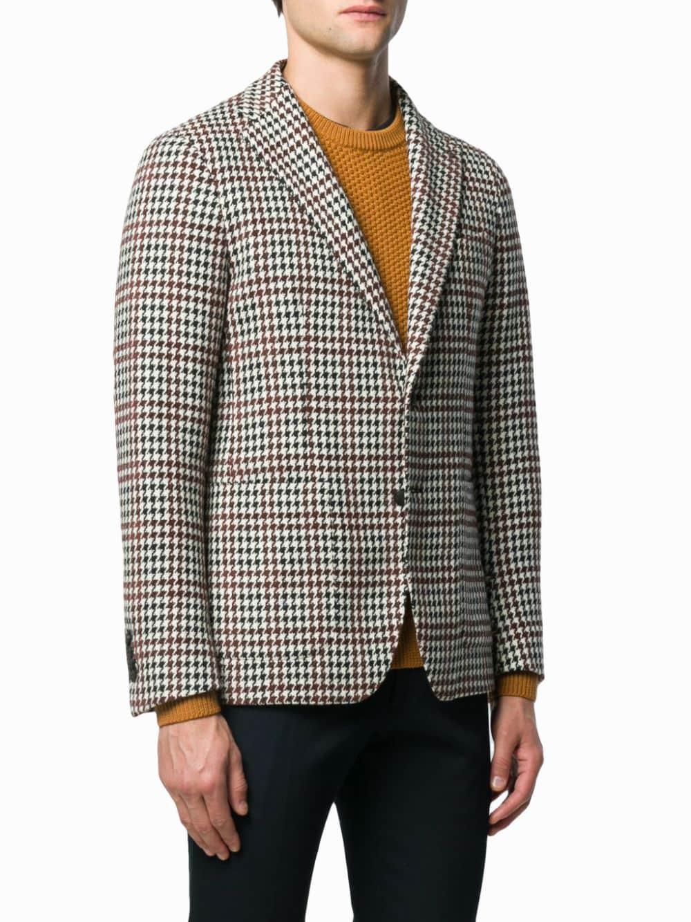 Tagliatore Wool Slimfit Houndstooth Blazer in Brown for Men Lyst