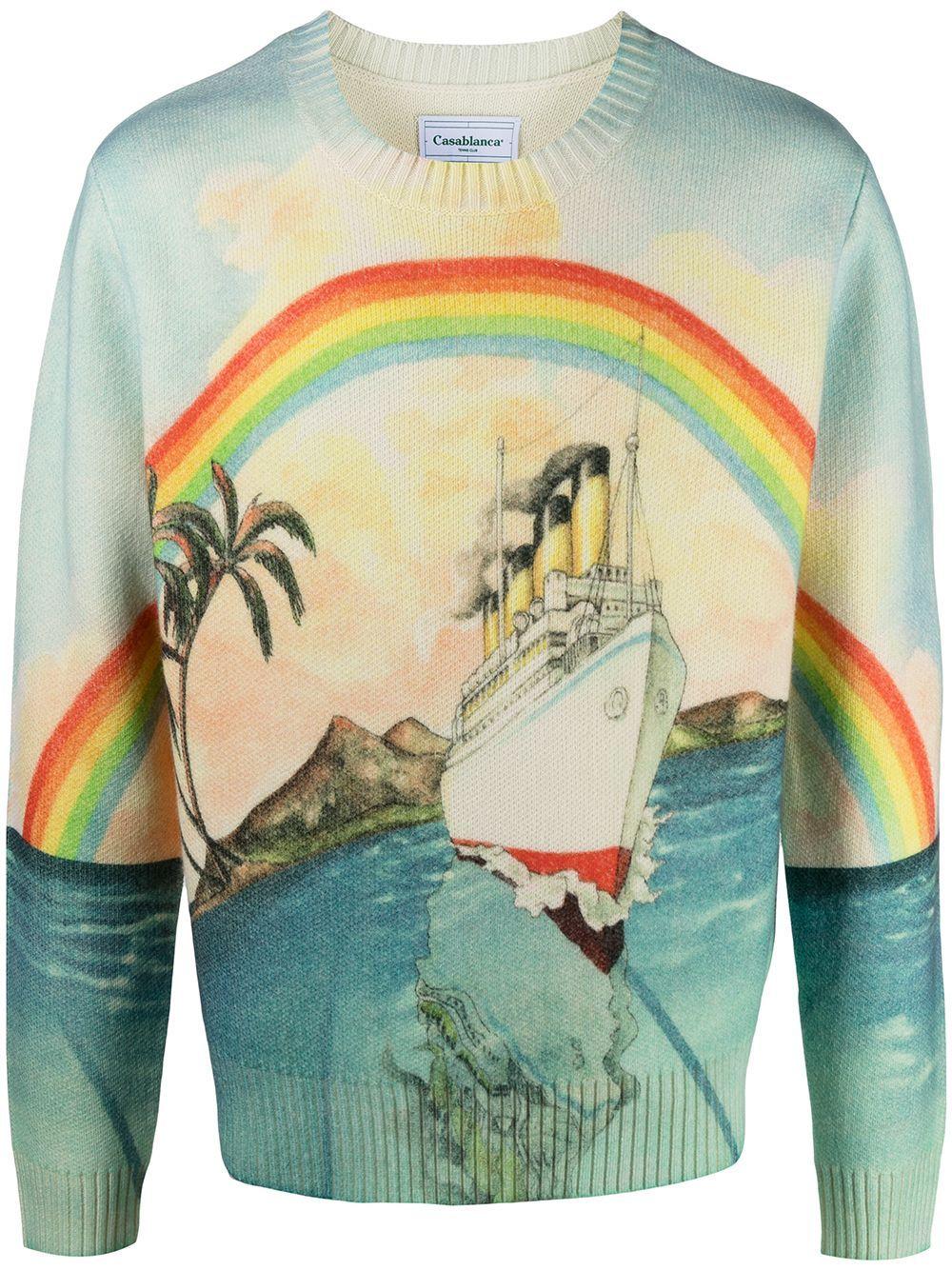 CASABLANCA Rainbow Print Jumper in Blue 