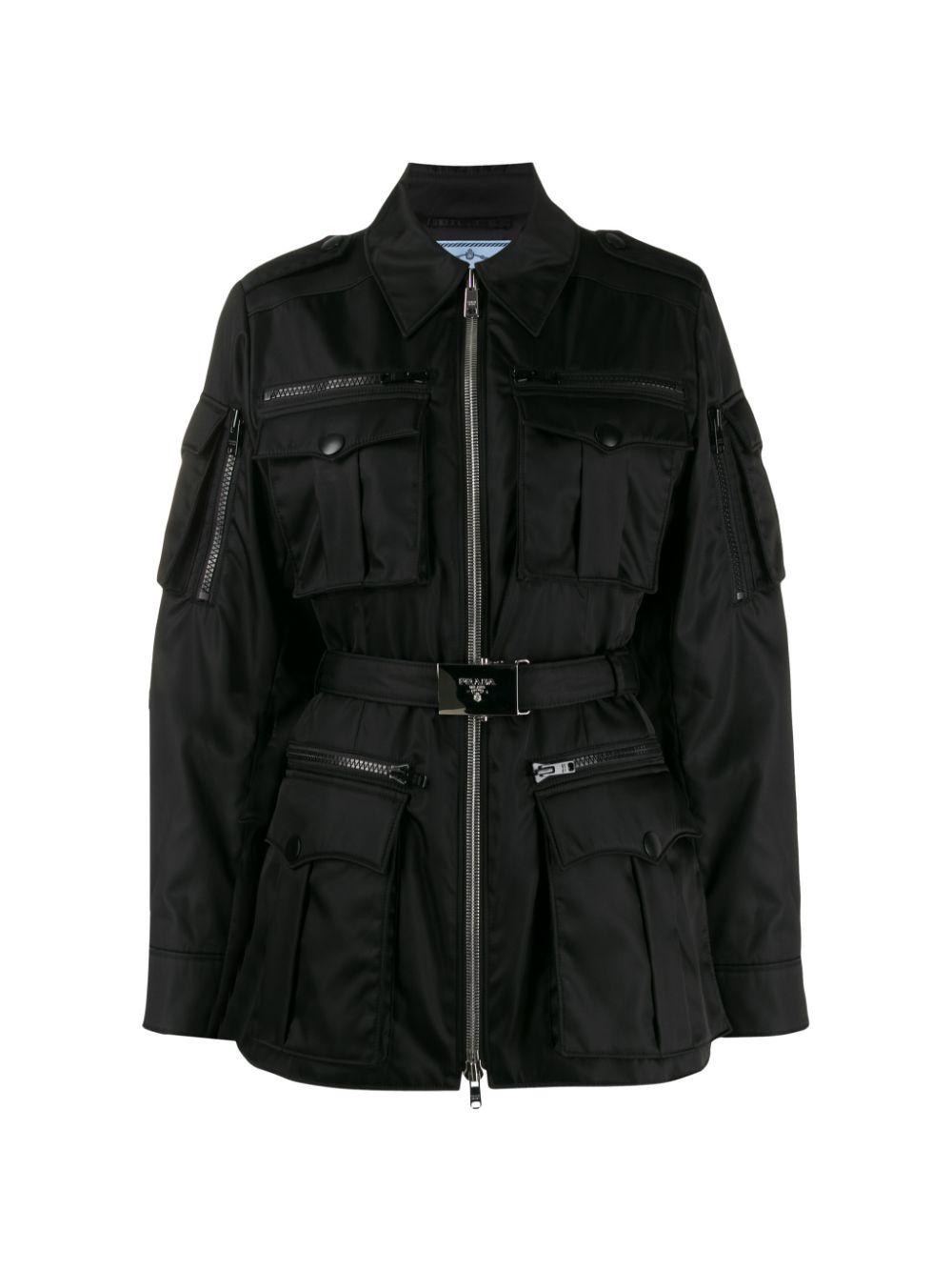 prada belted nylon coat