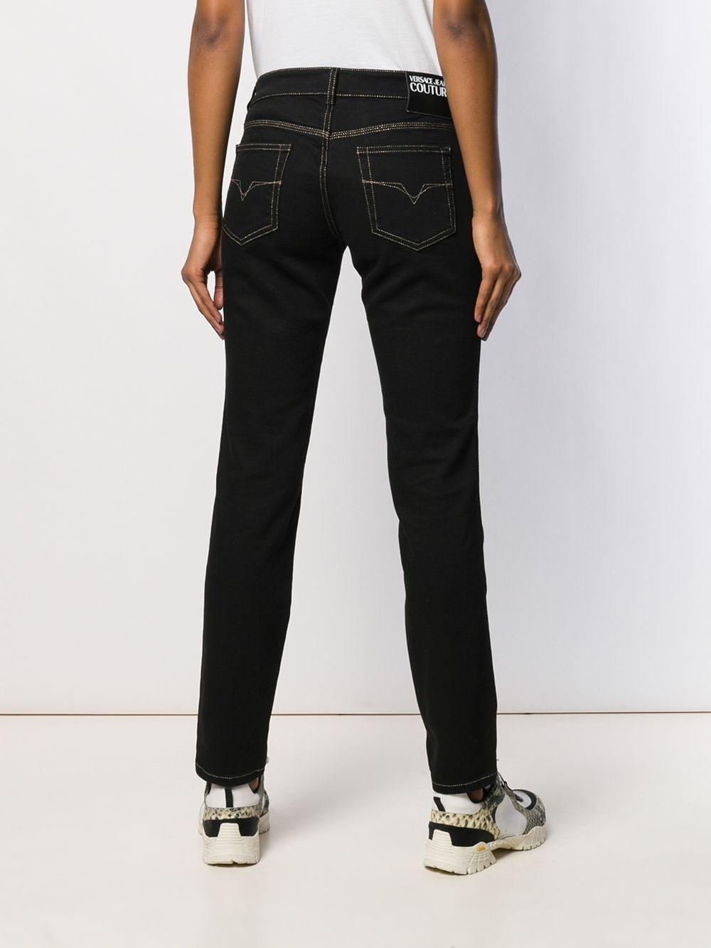Versace Jeans Denim Contrast Stitching Jeans in Black Lyst